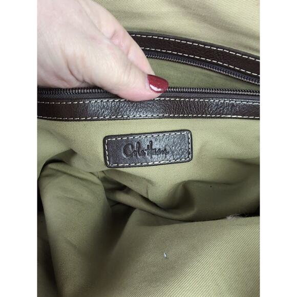 COLE HAAN Dark Brown Leather Large Multi Compartment Portfolio Carry All Man Bag - Picture 9 of 16